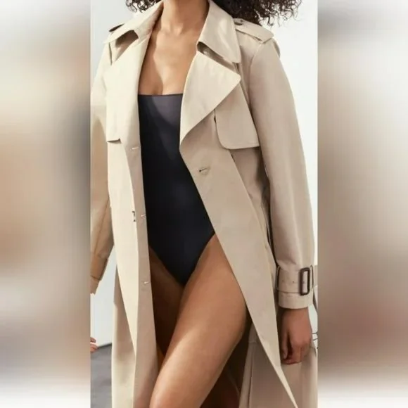 ZARA ZW COLLECTION BELTED GABARDINE TRENCH